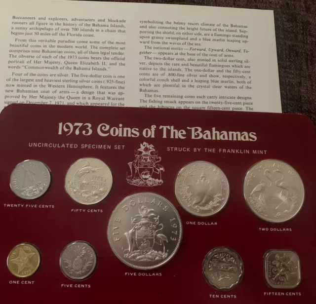 1976 Commonwealth Of The Bahamas + 4 Solid Silver Coins Within The 9 Coin Set