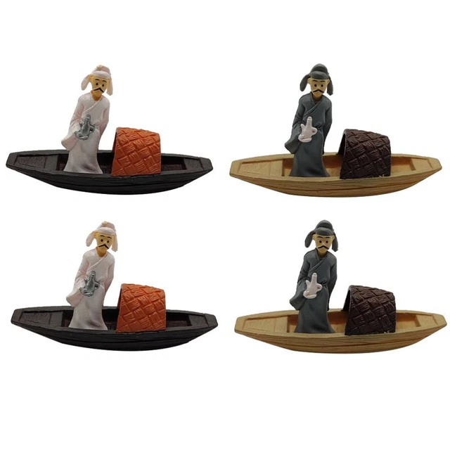 4 piezas figuras barco Li Bai accesorios de cuna decoración de mesa miniatura
