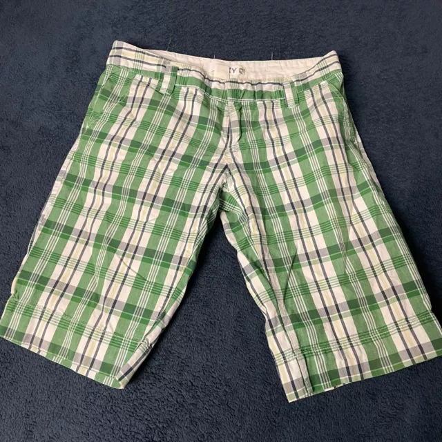 Ripcurl Board Shorts Womens Size 5 Blue White Green Plaid Slim Tight Roxy