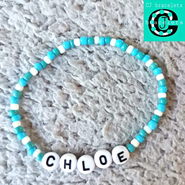 Personalised Seed Bead Name Bracelet MULTIBUY choose any colour and name or word