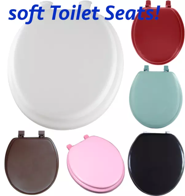 Soft Solid Cushioned Round Toilet Seat - Padded - 17" (Standard Size)