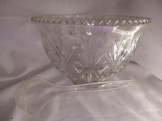 Indiana Glass Co Princess Glass Punch bowl And Ladle ONLY Vintage NO CHIPS 12"