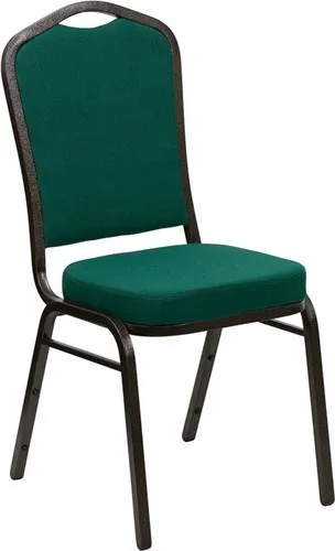 10 PACK Banquet Chair Green Fabric Restaurant Chair Crown Back Stacking Chair