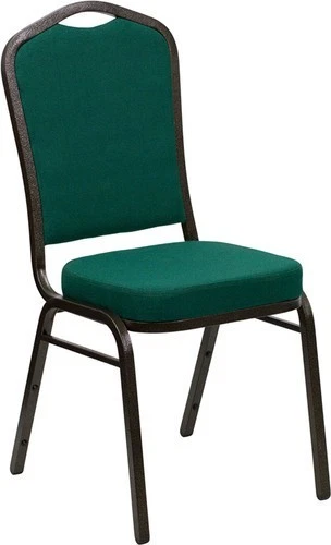 10 PACK Banquet Chair Green Fabric Restaurant Chair Crown Back Stacking Chair