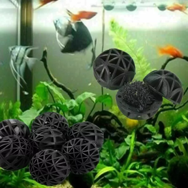 Aquarium Bio Filtre Balles Étang Média Plastique Noir + Éponge 50PCS / Kit De