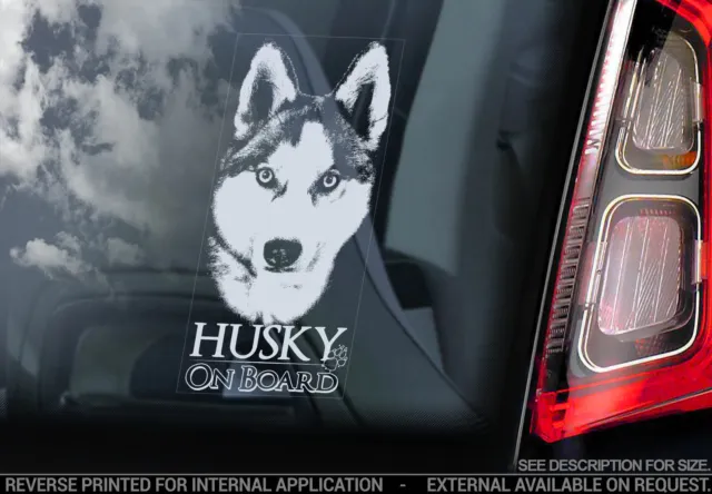 Husky - Car Window Sticker - Siberian Dog on Board Sign Art Decal Gift - V03