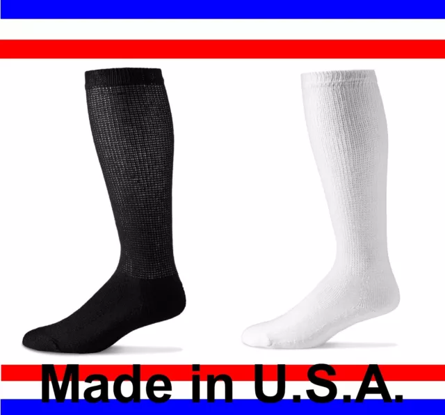 12 Pair Men's Diabetic Cushioned Over The Calf Socks Sizes 9-11, 10-13, 13-15