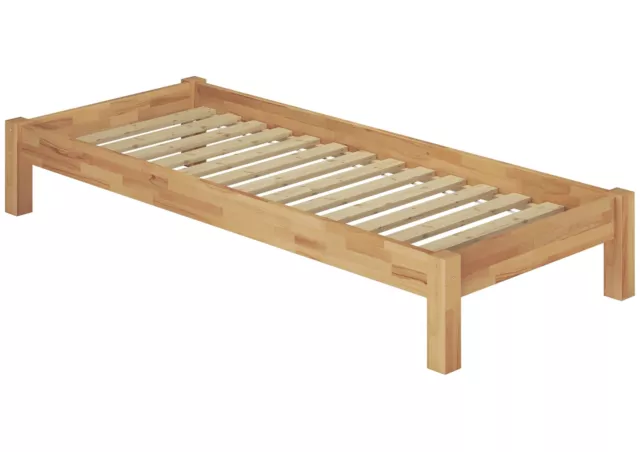 Holz-Bett breites Futon Buche massiv 120x200 Bettgestell Rollrost Jugendbett