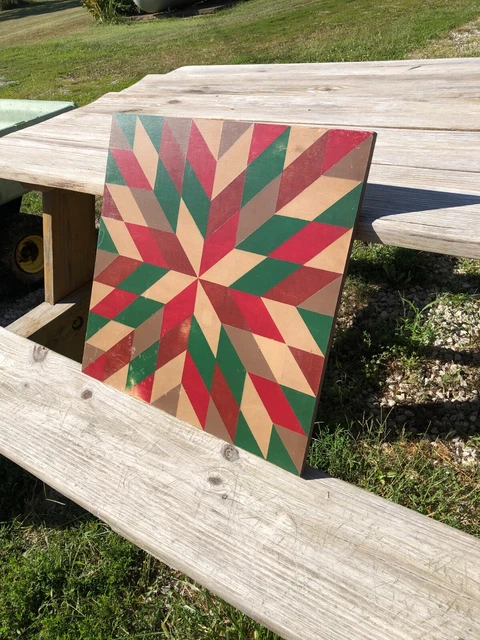 Real Wood Hand Painted Barn Quilt 20" x 20" Weathered