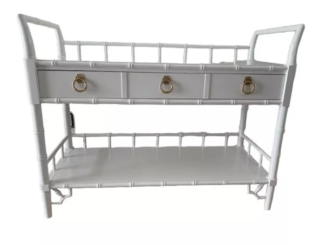 Thomasville Allegro faux bamboo bar cart White Fretwork server Thomasville Allegro faux bamboo bar cart White Fretwork server