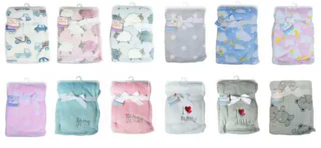 Baby fleece blanket cot pram travel babies soft comfort luxury 75x100cm