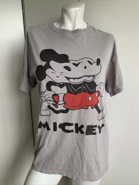 Womens medium Disney Mickey Mouse shirt short sleeve T-shirt gray crew neck