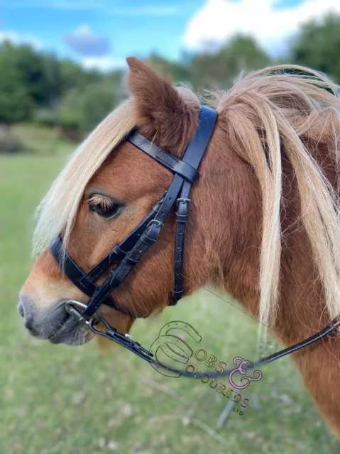 Mini Shetland Hunter Bridle Black Or Brown Complete With Rubber Reins & Snaffle