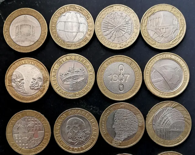 Rare Two £2 pound coins UK for sale, The first world war, Darwin... etc