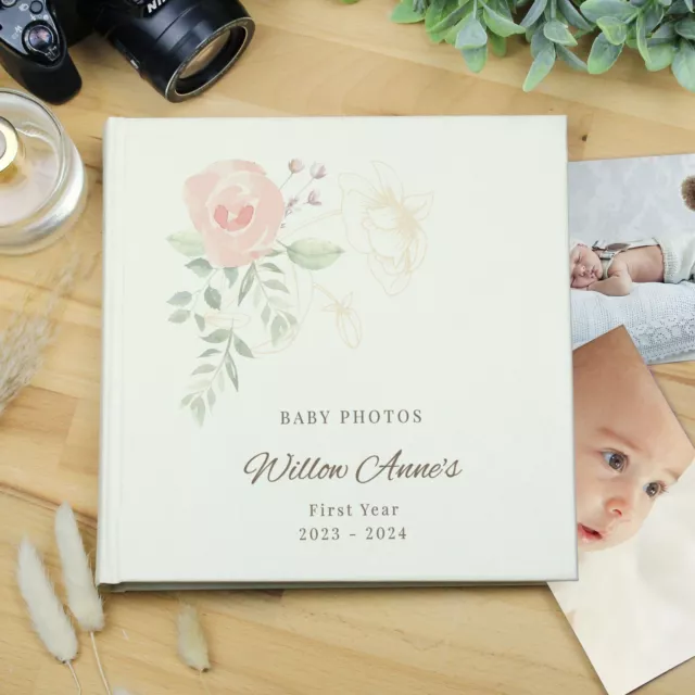 Personalised Floral Rose Sleeves Photo Album Wedding Day Anniversaries Mr & Mrs