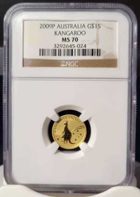 🔥2009P AUSTRALIA 1/10 oz GOLD  9999 KANGAROO $15 NGC MS 70