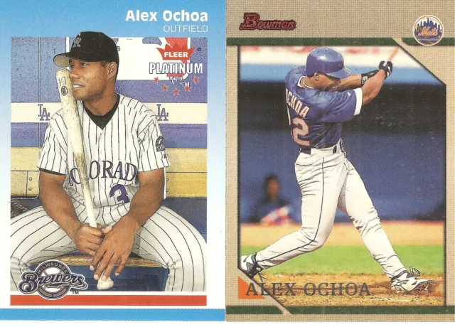 2 Different Baseball Card Lot Of Alex Ochoa 697