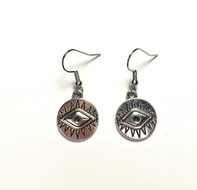 Boucles d'oreilles pendantes main Hamsa Fatima en argent sterling