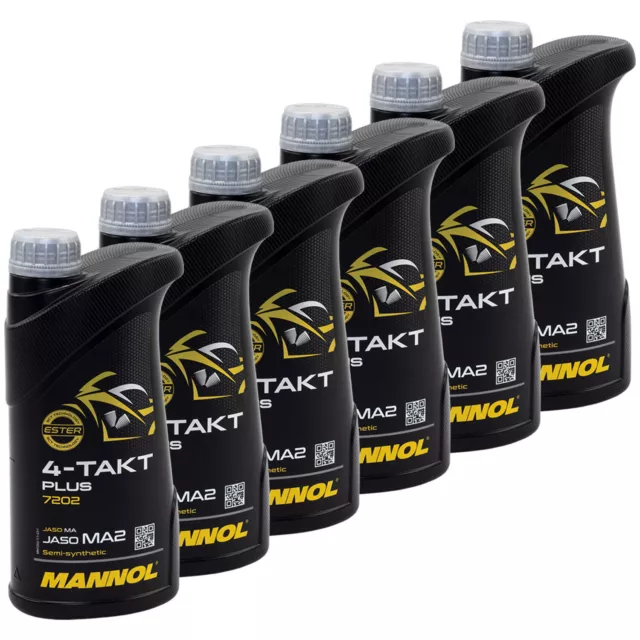 Mannol 6x 1 Litro 4-Takt Plus Api Sl 10W-40 Parte Sintético Moto Aceite Scooter