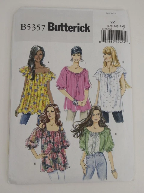 Butterick B5357 Misses Loose Fitting Top Size ZZ LRG-XXL Sewing Pattern Uncut