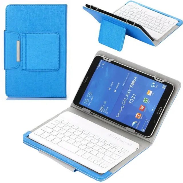 Blue For Universal 7" 7.9" 8" Tablet Leather Case Bluetooth Keyboard Stand Cover