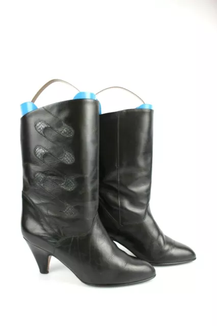 MARIA PIA Bottines Vintage Cuir Noir T 40,5 Très bon état