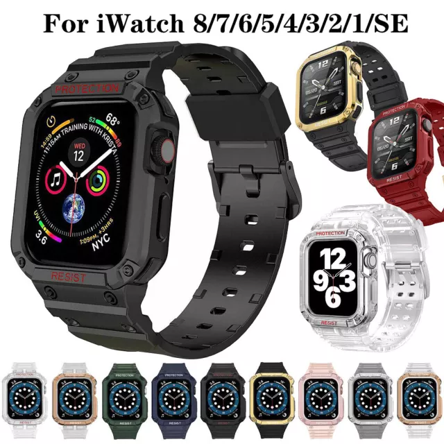 For Apple Watch Band Case Rugged Bumper Strap iWatch SE Series 8 7 6 3 2 45 44mm