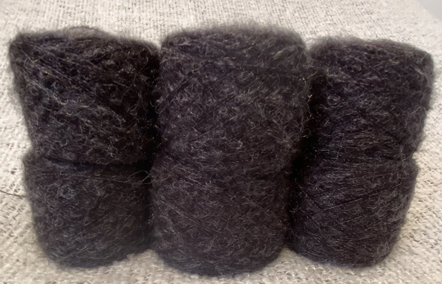 KNITTING CROCHET JOB LOT YARN CAKES 240g BUNDLE CHARCOAL MOHAIR