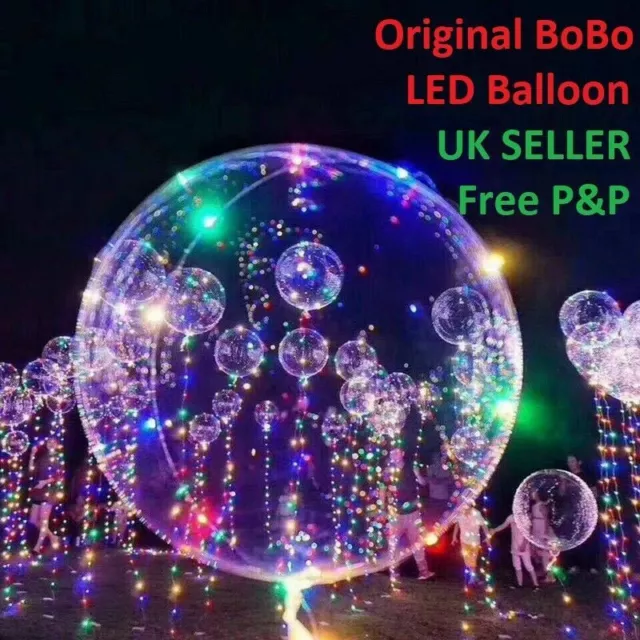LED Light Up Bobo Balloons Transparent Wedding Birthday helium Sparkle Party