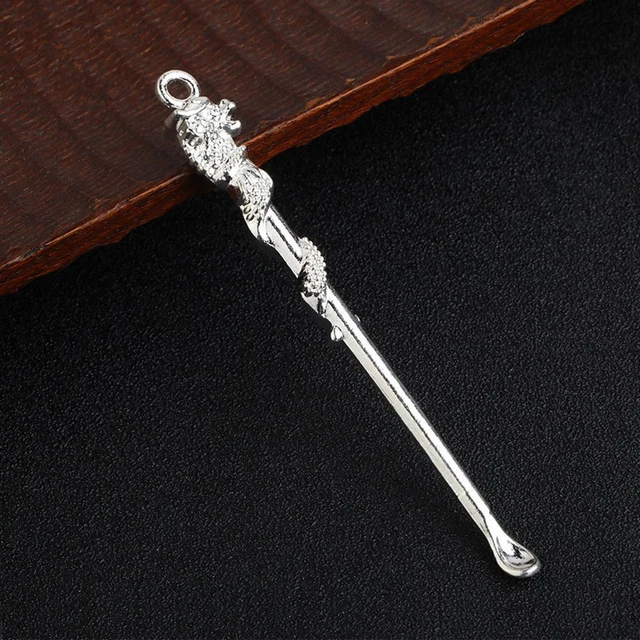 Recolectores de cera de orejas de latón portátiles llavero colgante púas de orejas curette (C)