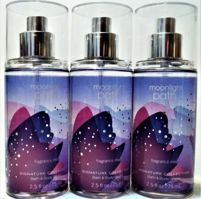 Bath Body Works MOONLIGHT PATH Fine Fragrance Mist Travel 2.5 oz NEW x 3