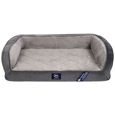 Serta Large Quilted Gel Memory Foam Orthopedic Couch Dog Bed, Gray 36x26x10