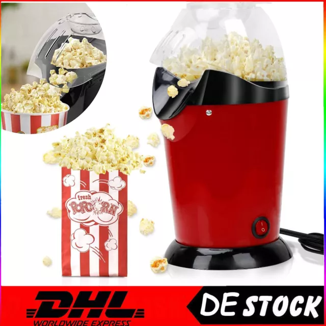 1200W Popcornmaschine Heißluft Fettfrei Popcorn Maker Heim Popcornautomat Rot DE