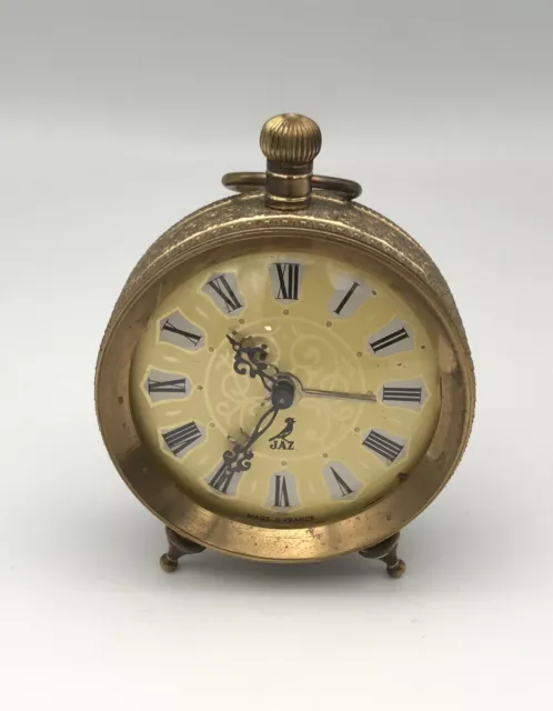 RÉVEIL Horloge de Table JAZ en Métal Doré, Modèle Moltic, Collection Vintage
