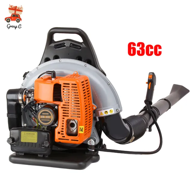 63cc Petrol Backpack Leaf Blower Powerful 2 Stroke Lightweight air-cooled