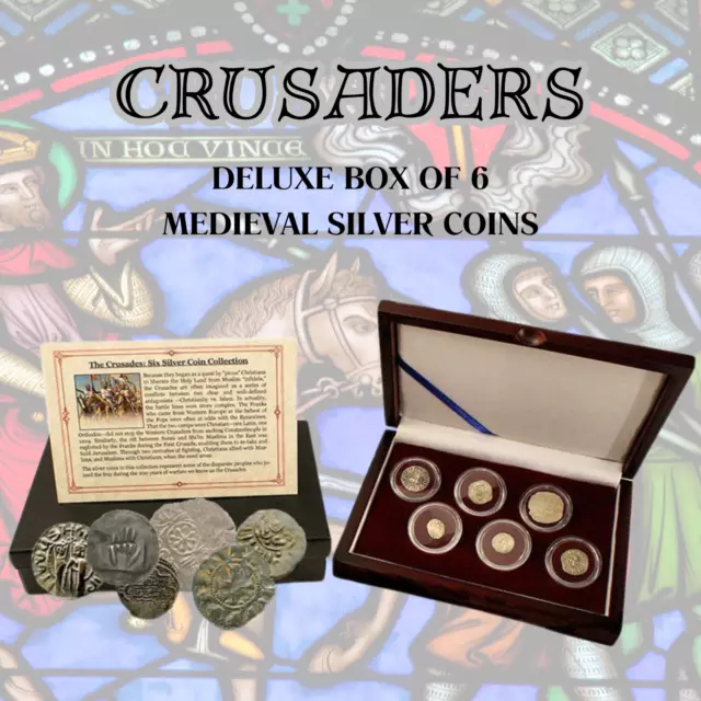 CRUSADERS: Deluxe Box of 6 Medieval Coins Armenia Swabia Mamluk Frankish Greece