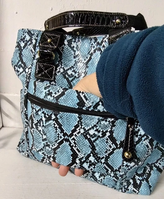 Samantha Brown Python Embossed Carry On Travel Bag Turquoise / BLACK EUC 4