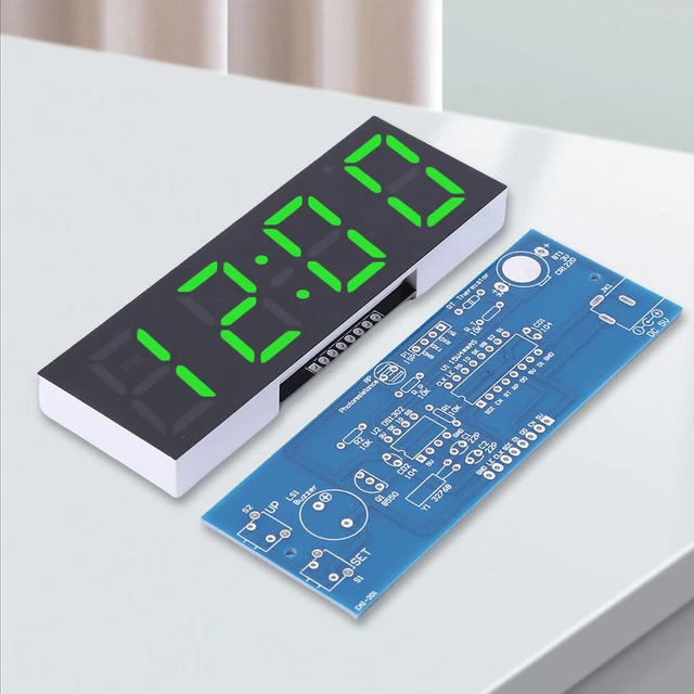 DIY 4-Digit LED Digital Clock Kit – Temperature Display, 5V DC – Red/Green/Blue/White