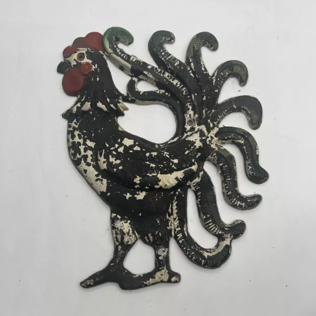 Vintage Cast Iron Rooster Wall Hanging,  Country Farmhouse  Décor Rustic 9” 6L