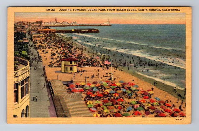 Santa Monica CA-California, Ocean Park From Beach Club, Vintage c1952 Postcard