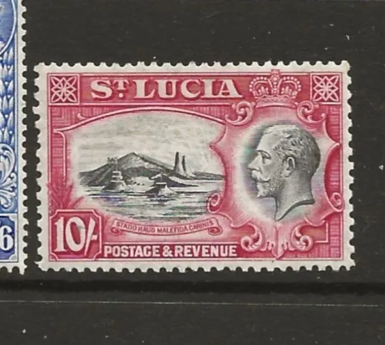 St Lucia 1936. 10Sh King George V, Landscapes stamp.  Unused