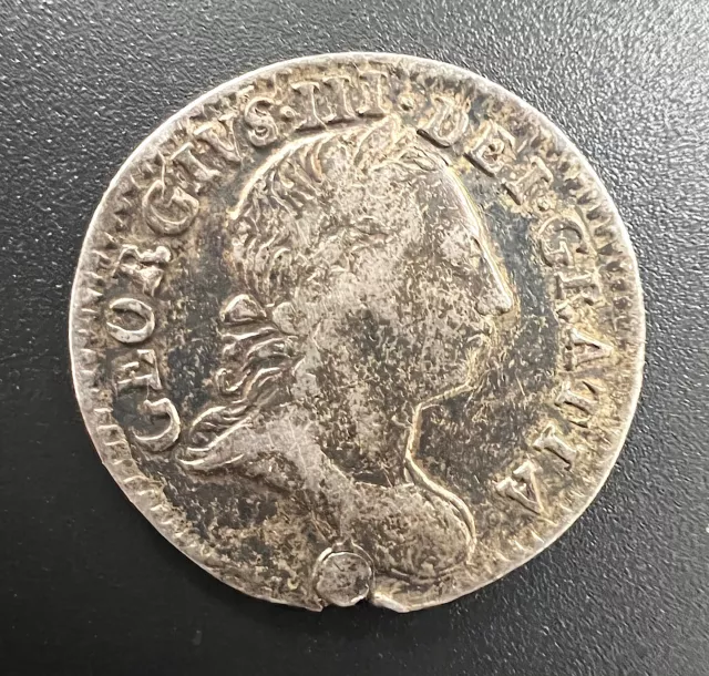 Rare 1765 Silver Threepence 3d - George III