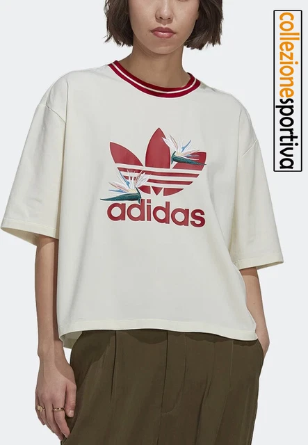 T-SHIRT RAGAZZA/DONNA ADIDAS LOOSE- HM2618 col.bianco/rosso