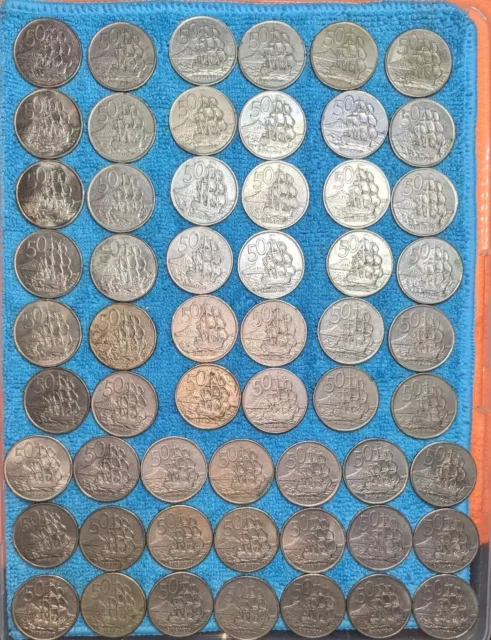 ROUND 50 CENT NEW ZEALAND RUN OF 60 x  COINS  BULK LOT