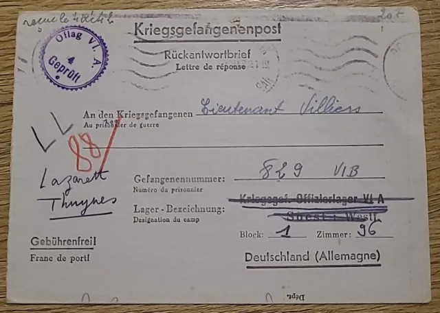 Zensur Brief Lager Oflag VI A Soest Kriegsgefangenenpost POW (35