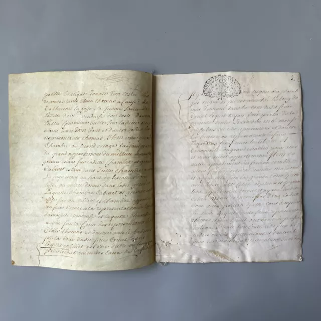 Manuscrit du XVIII ème acte notarié de succession à Caen, Normandie 1723 2