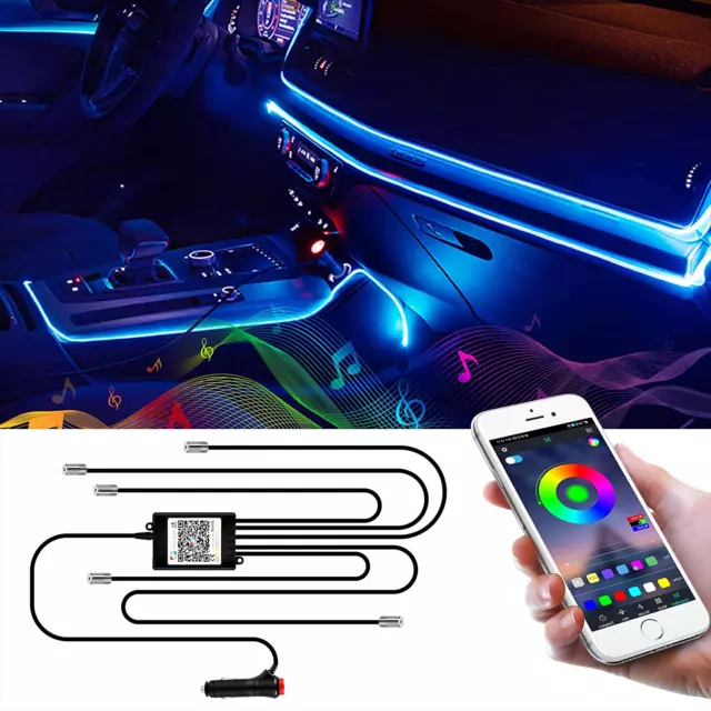 Striscia LED Auto Interno Con Porta USB Controllo APP Colorata