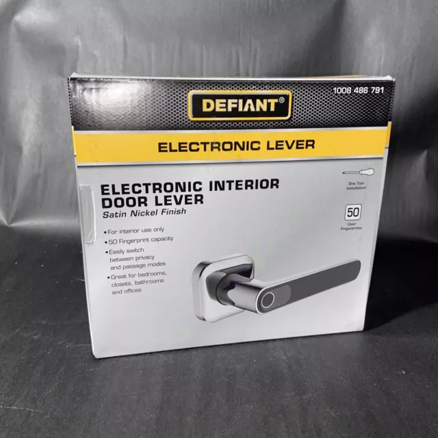 Defiant Satin Nickel Electronic Lever Door Lock w/Biometric Fingerprint Deadbolt