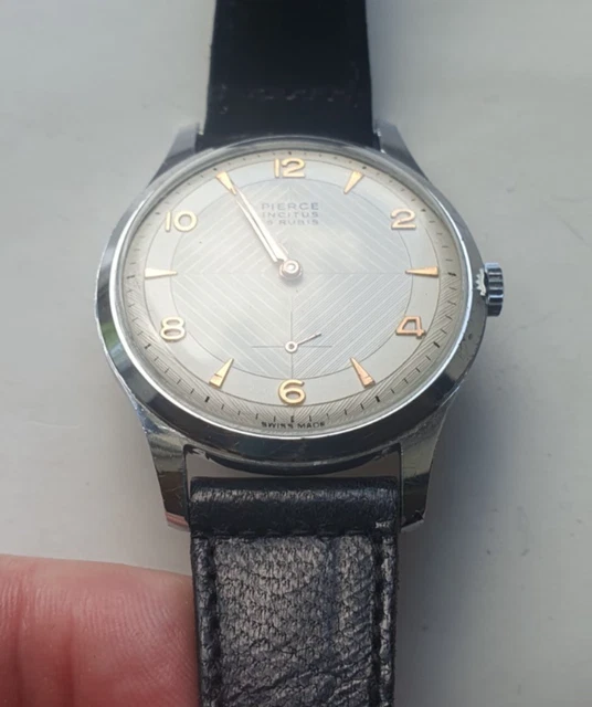 PIERCE WATCH Rare Vintage Incitus Model Fabulous dial, working