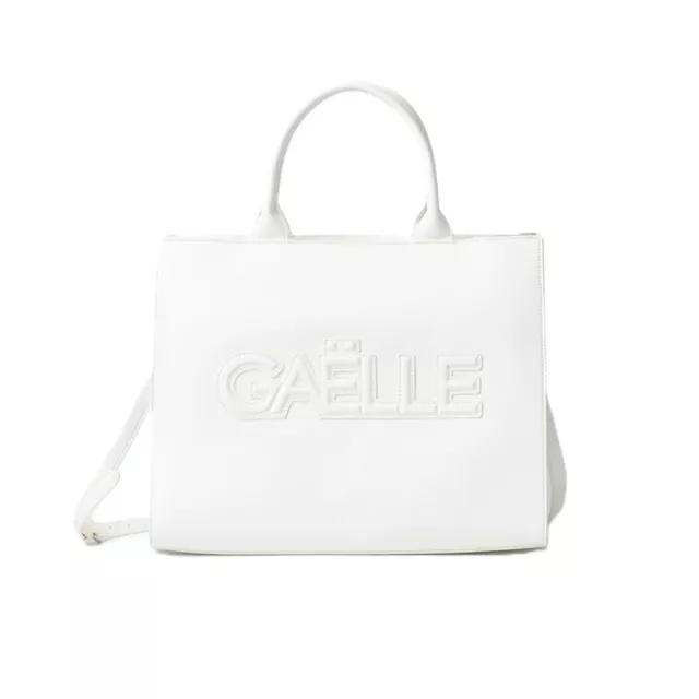 Shopper Woman GAELLE Paris GAACW00163 Bag Faux Leather White With Maxi Logo PE2